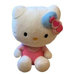 Hello Kitty Sanrio Nakajima Plush Stuffed Toy blue & pink bow 7” Overalls 2014